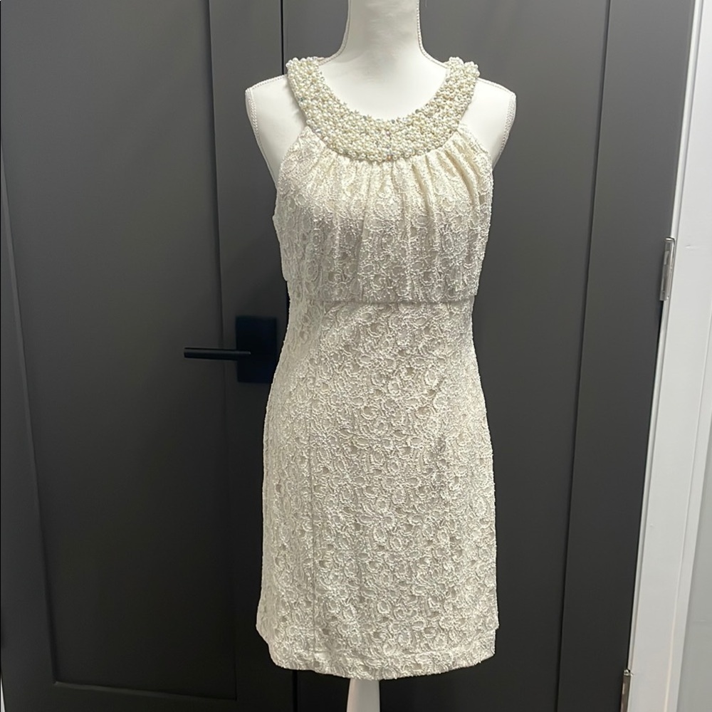 Vintage Cachet Lace and Pearl  Bead Dress  Size 12